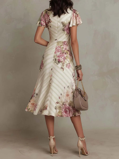 VIOLET - FLORAL WRAP MIDI DRESS