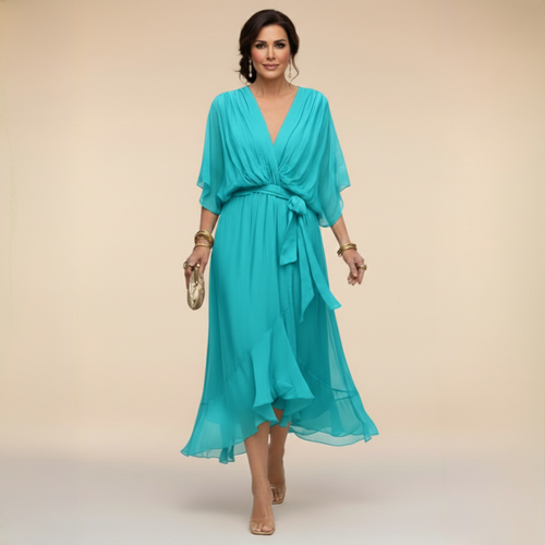 CLARA - CHIFFON V NECK DRESS