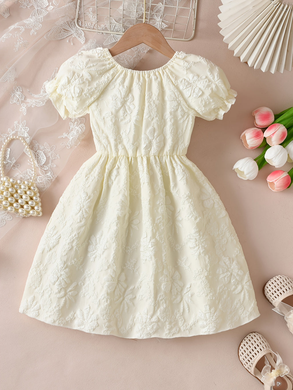 Floral Puff Sleeve A-Line Dress