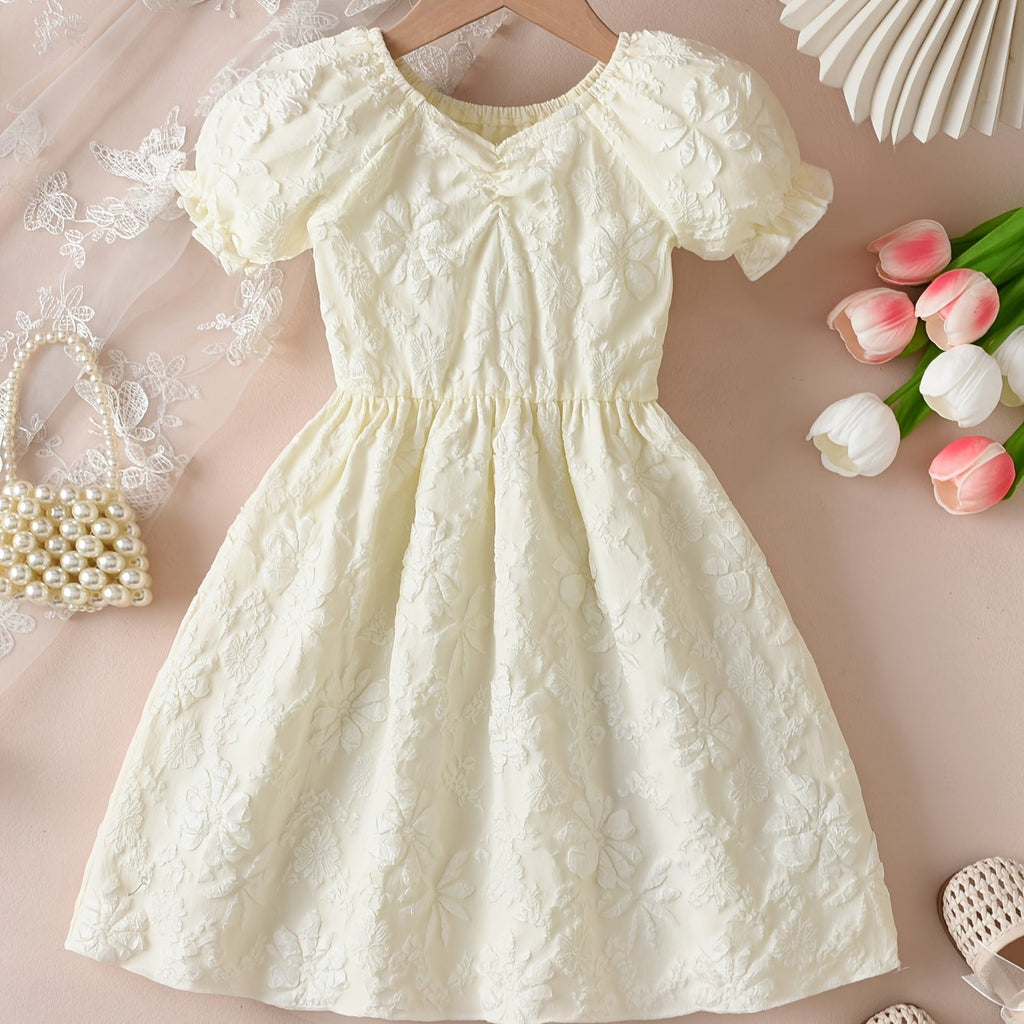 Floral Puff Sleeve A-Line Dress