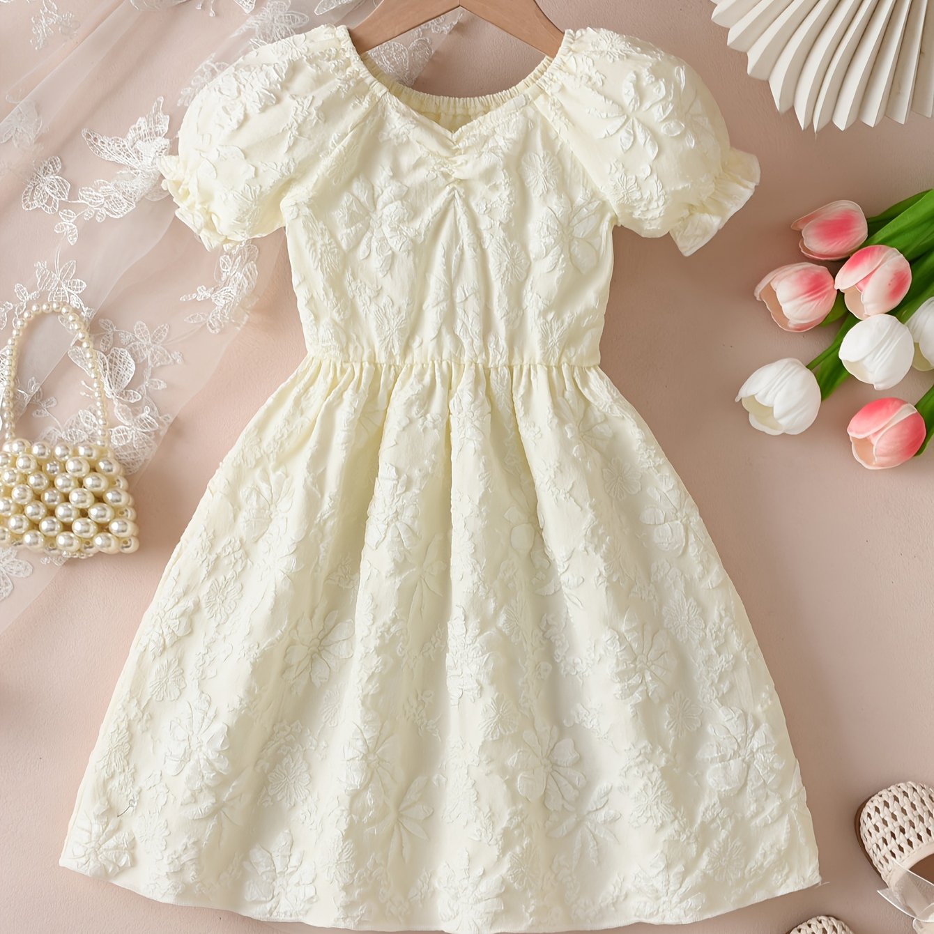 Floral Puff Sleeve A-Line Dress