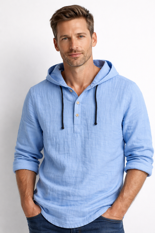 LUCA - LINEN HOODIE SHIRT