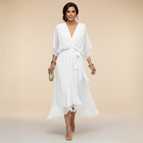 CLARA - CHIFFON V NECK DRESS