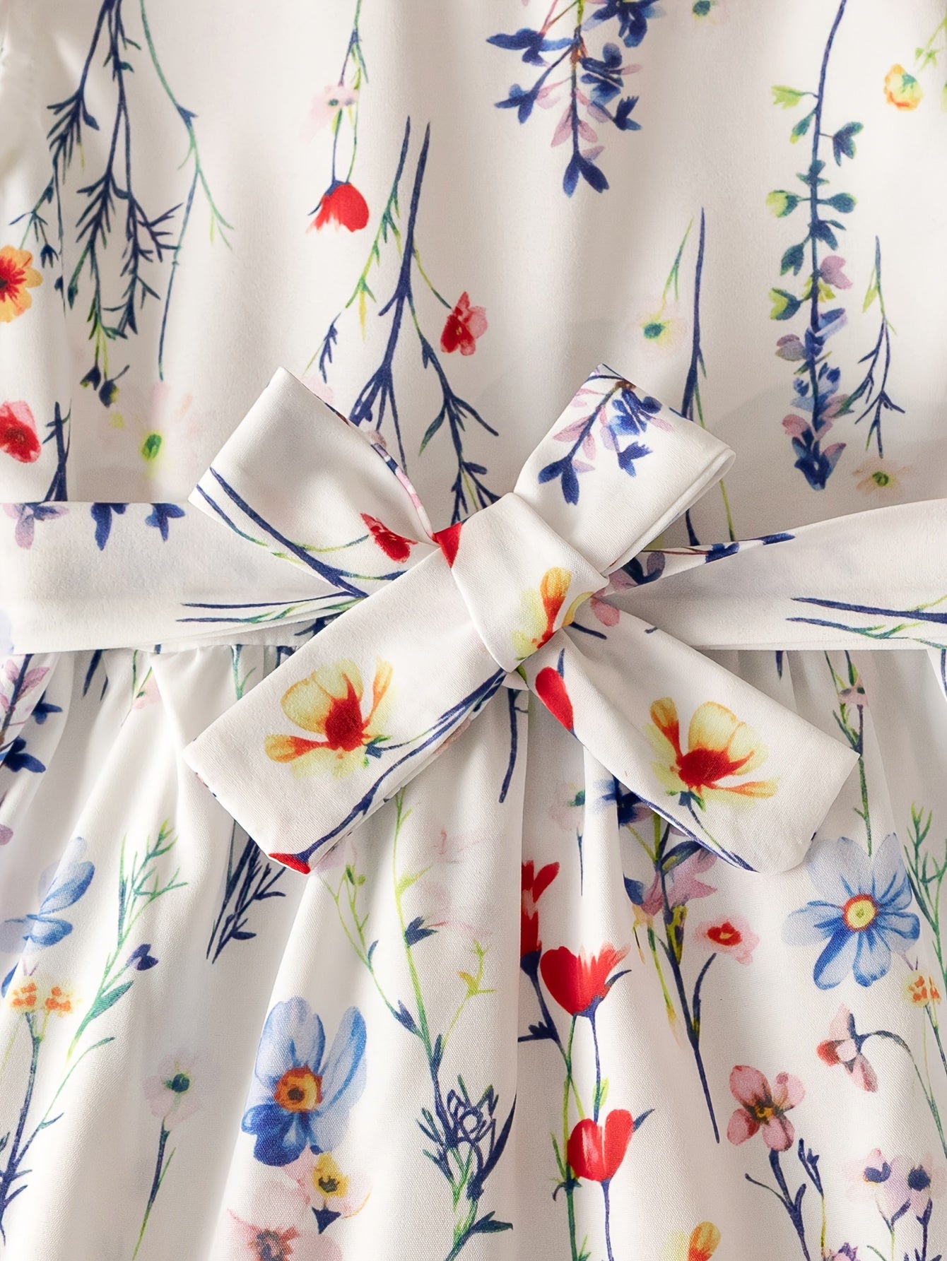 Floral Ruffled Dress with Bow Belt