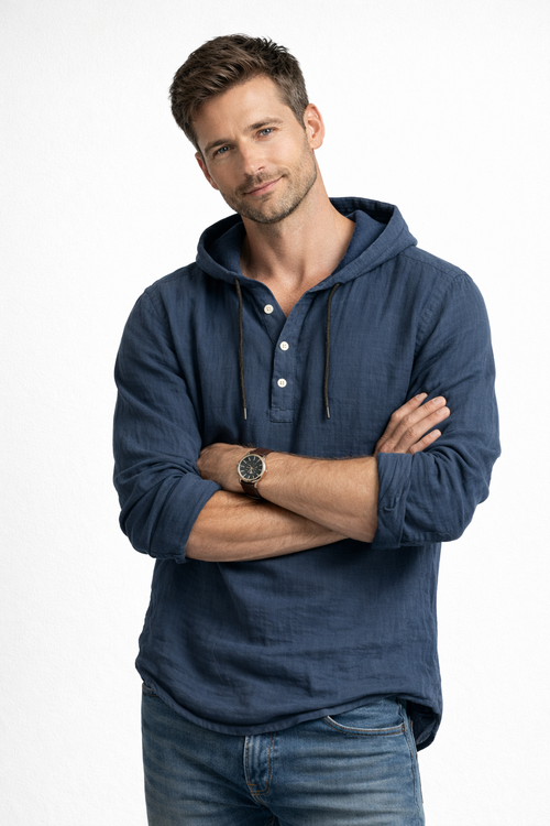 LUCA - LINEN HOODIE SHIRT