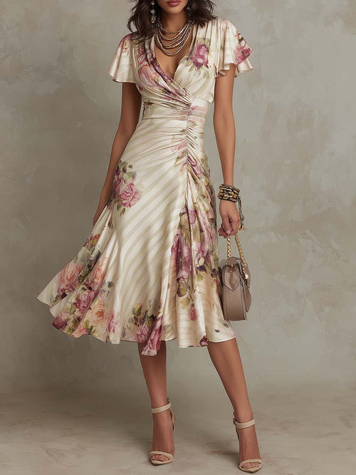VIOLET - FLORAL WRAP MIDI DRESS