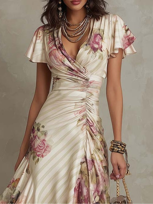 VIOLET - FLORAL WRAP MIDI DRESS