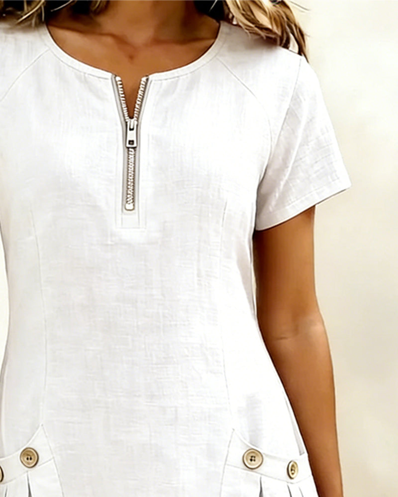 AMELIA - ZIP DETAIL MIDI DRESS