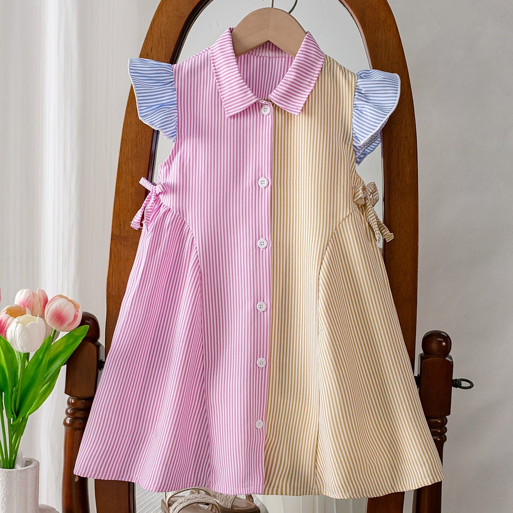 Girls' Striped Bow Detail Dress