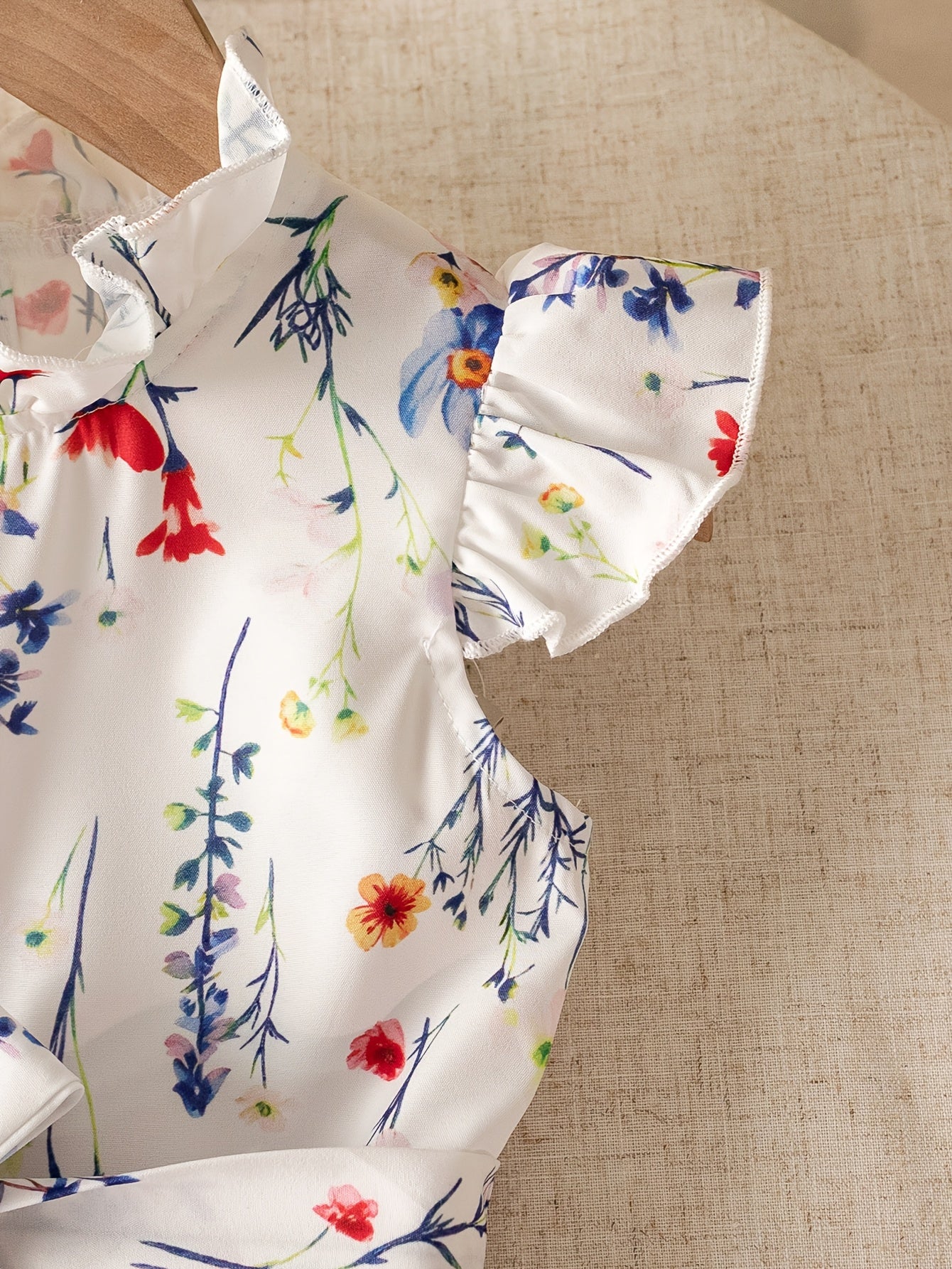 Floral Ruffled Dress with Bow Belt