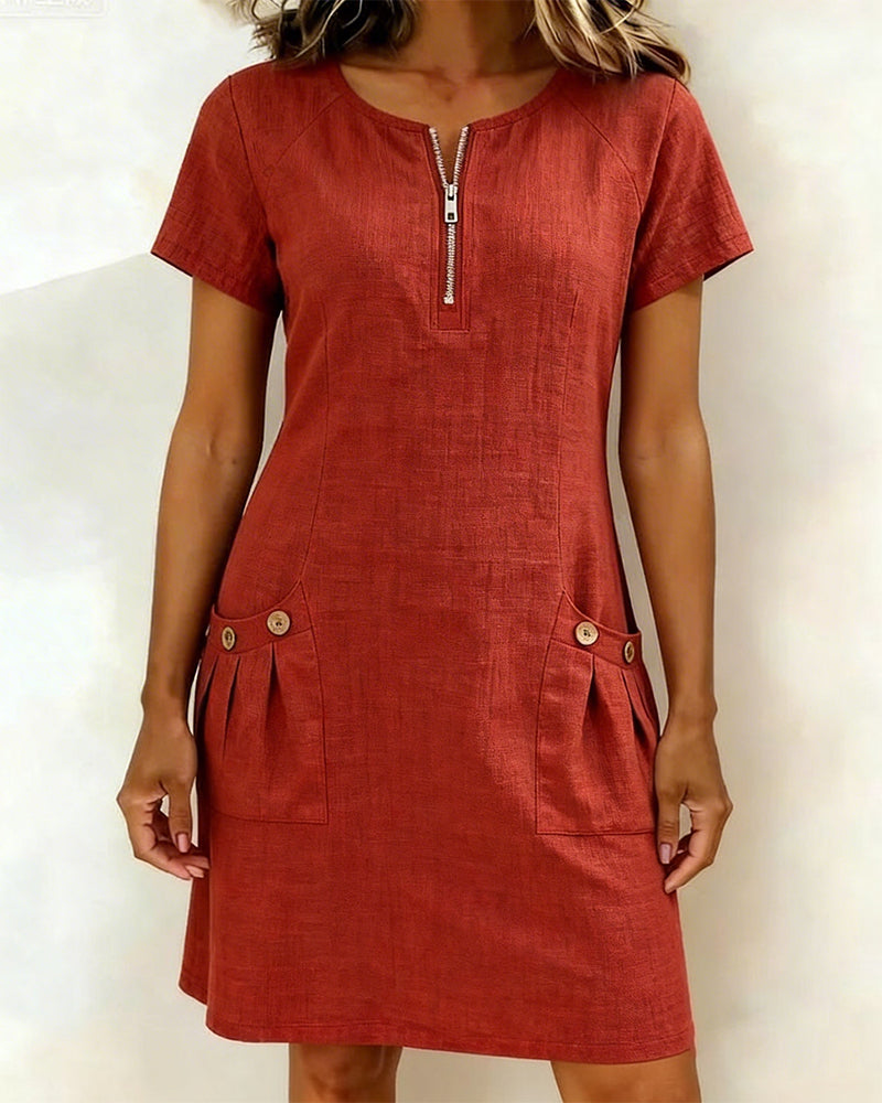 AMELIA - ZIP DETAIL MIDI DRESS