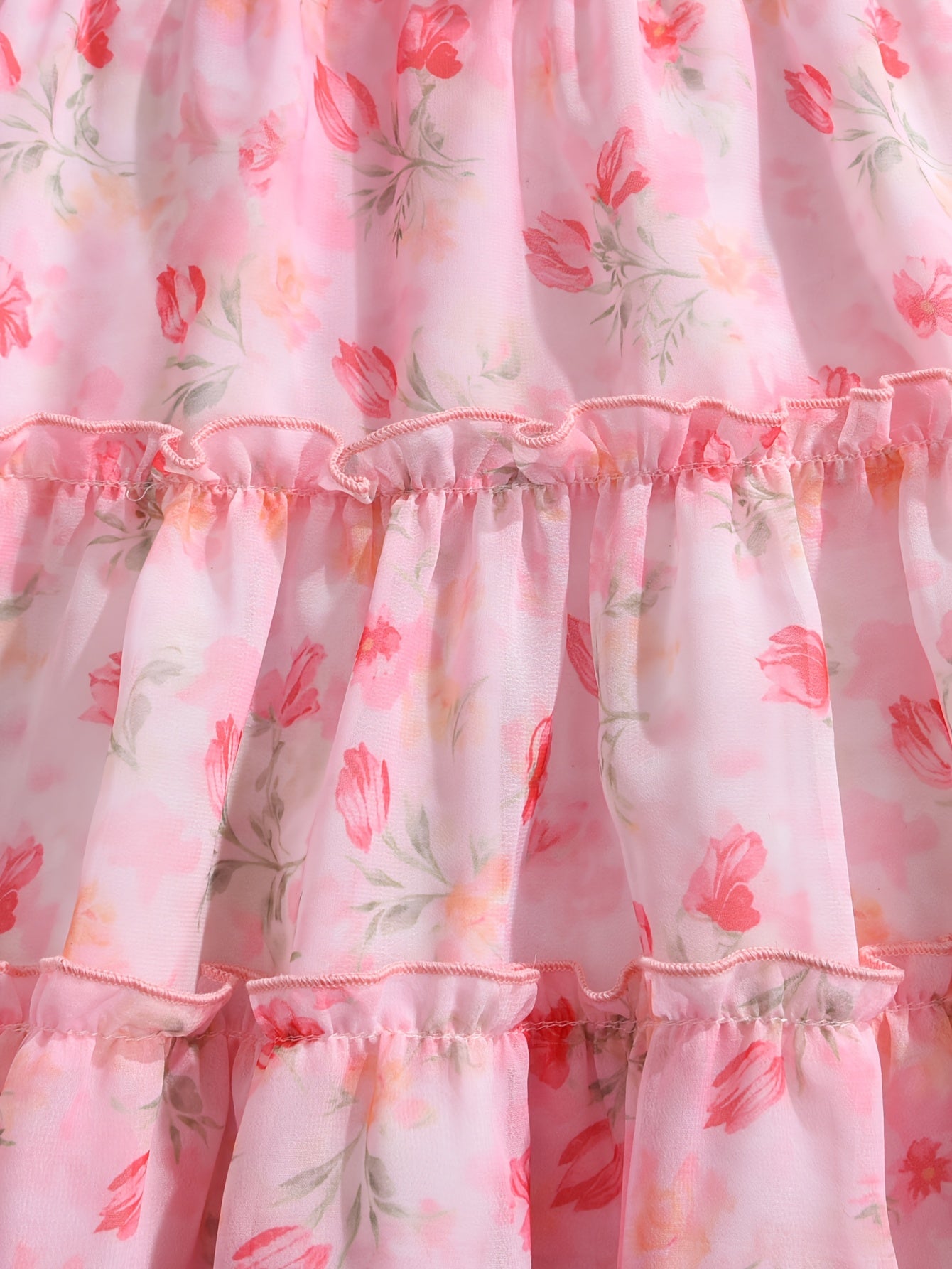 Floral Ruffled A-Line Dress for Girls