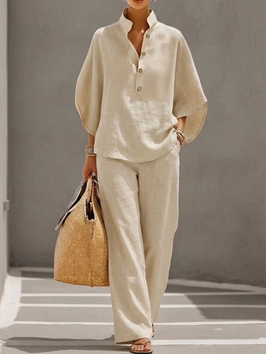 SELENA - LINEN WIDE LEG SET