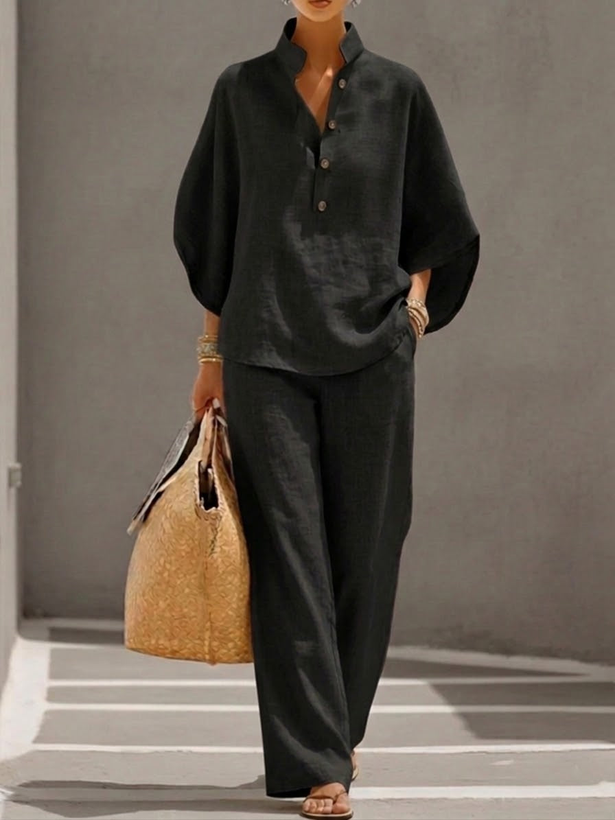 SELENA - LINEN WIDE LEG SET